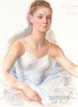  1962 Pintura al %c3%b3leo - Retrato de una bailarina muriel belmondo 1962 ruso